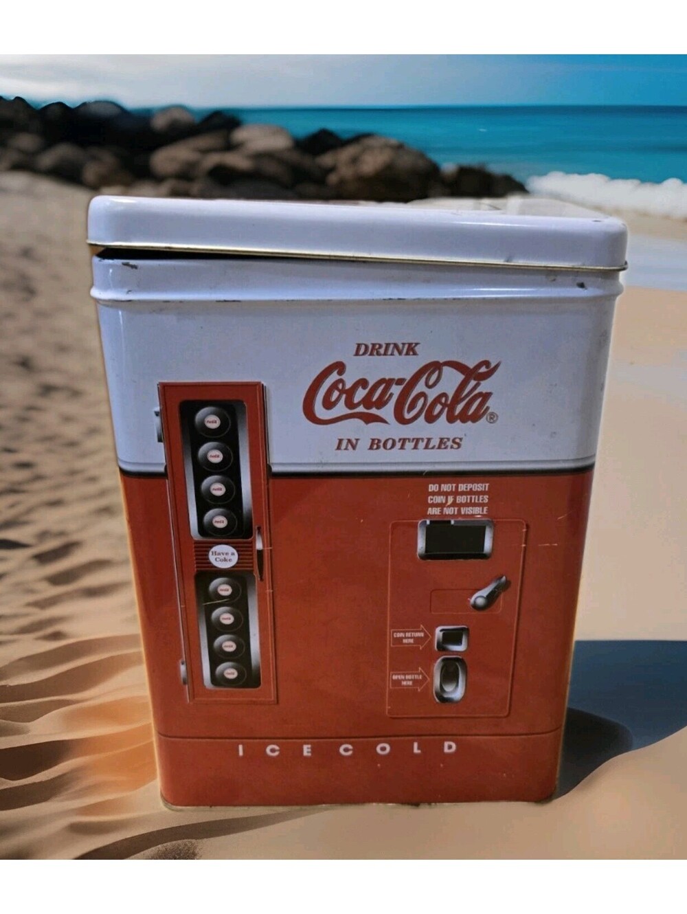 Vintage Coca Cola 1950's Tin Vending Machine Style 5X6X4"